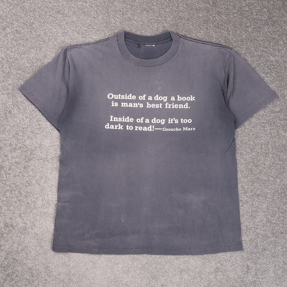 Vintage Groucho Marx Quote Books Alaska Bookstore XL Gray Short Sleeve T-Shirt - Picture 1 of 9